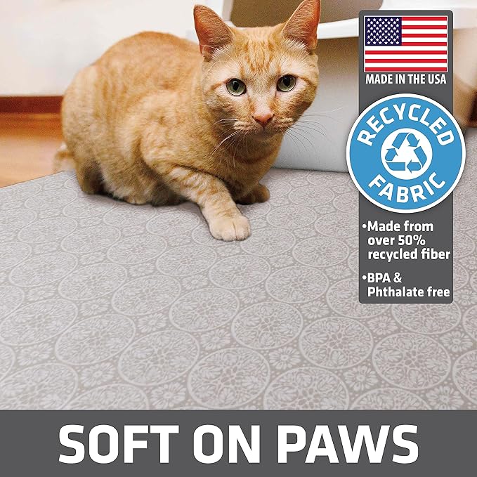 Drymate Cat Litter Box Mat, Litter Trapping Mat, Waterproof, Urine-Proof, Absorbent, Machine Washable, Soft on Paws, Contains Mess, Protects Floors, Kitten Supplies, Beige, 29x36 XL