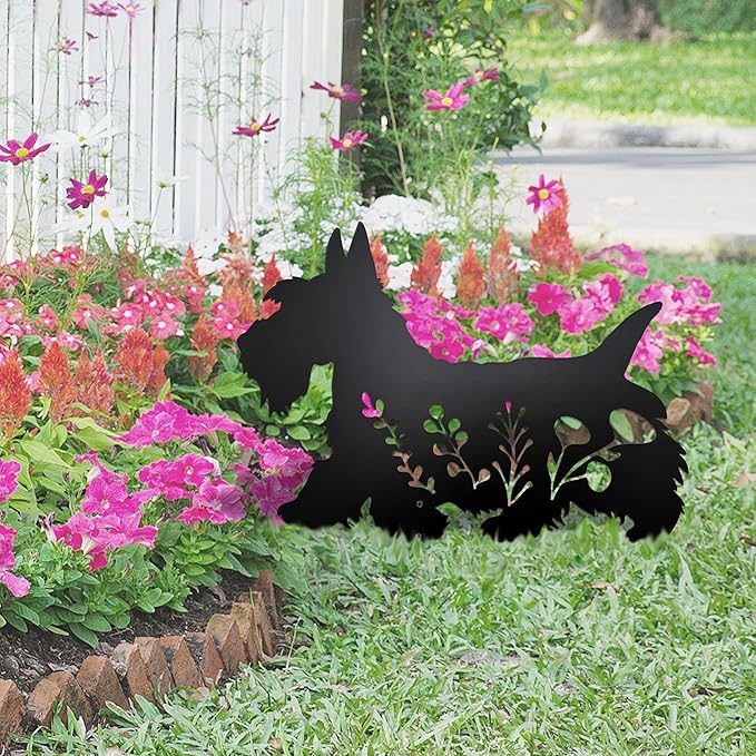 Dog Garden Stake - Unique Gift for Dog Lovers, Black Metal Outdoor Decor, Durable Yard Art Statue (Scottish Terrier)