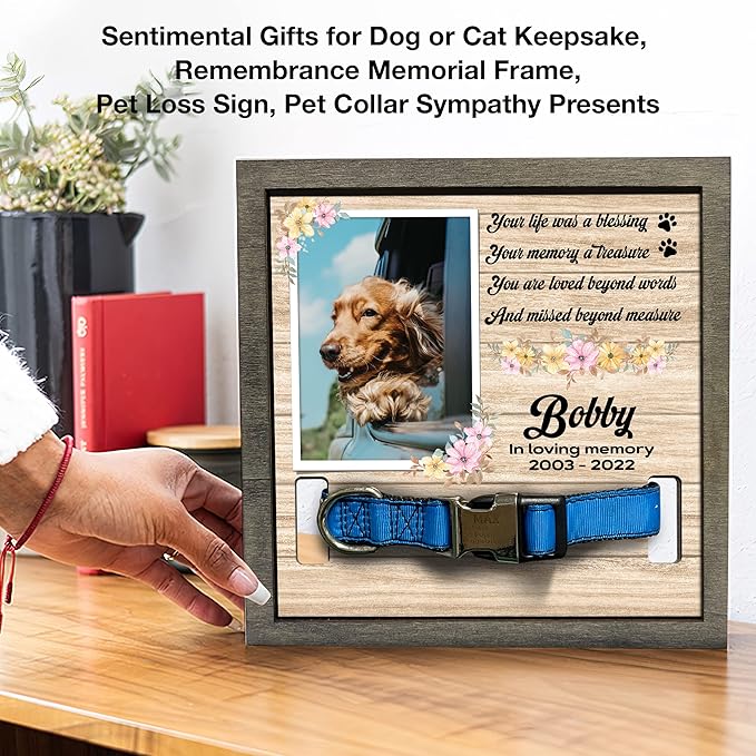 Memorial Gifts Customized Dog Picture Frame Dog Loss Sympathy Gift Personalized Memorial Plaques Personalized for Pet Passed Cat Picture Frame Best Ever Pet Loss