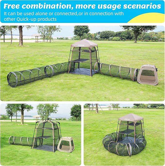 Cat Enclosure Kitten and Tower Tent for Indoor and Outdoor,3 Tier Cage Inside,Outdoor Catio,Portable and Foldable,Two Doors Design; Play Tunnel + Cube(with Three Ways)…