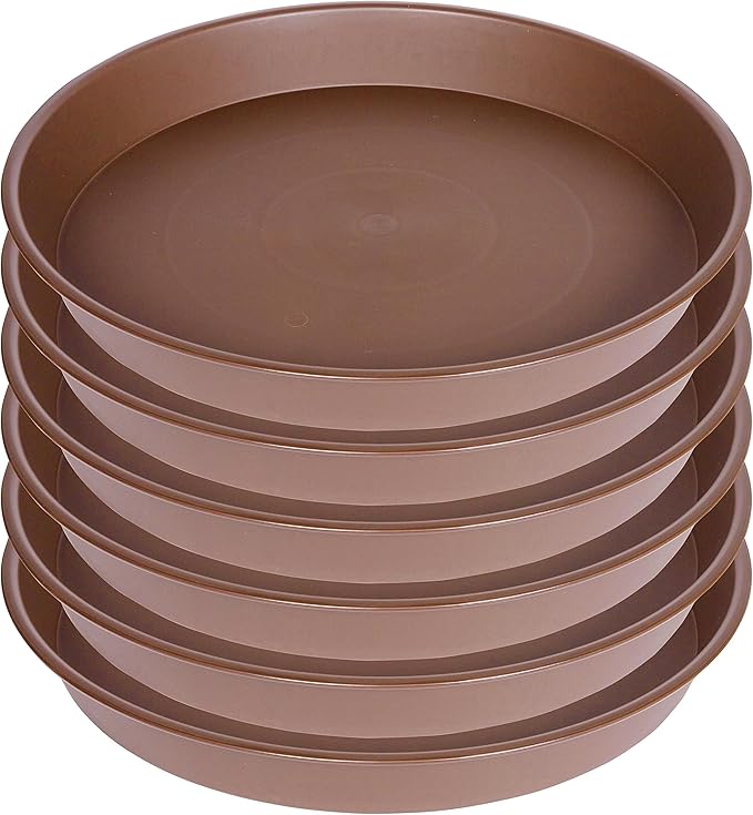 2 Pack of 8 inch Plant Saucer Clear, Heavy Duty Plastic Plant Water Tray 8 inch Round, Flower Plant Saucers for Indoors No Holes, Plant Dishes Saucer for Planter 7"/8" (8", Chocolate)