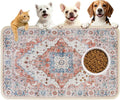 PUPTECK Dog Food Mat, Absorbent Pet Feeding Bowl Mat, Non-Slip Dog Mat for Food and Water, Quick Dry No Stains Cat Placemats Pet Supplies for Messy Drinkers, Brown 12"x20"