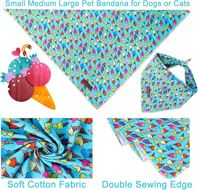 Summer Dog Bandana, Hawaii Bandana for Medium Large Dog, Cute Blue Puppy Bandana, Cotton Adorable Pet Triangle Bid Scarf Kerchief for Girl Boy Dogs
