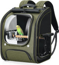 Pecute Bird Backpack Carrier for Small Birds,Cockatiel,Parrot,Bird Carrier with Standing Perch,Comfy Mat&Transparent Window, Breathable Bird Backpack for Vet Visit,Shopping and Outdoor Adventure,Green