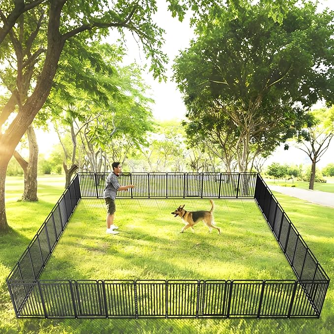 New Thickened Version Dog Playpen, 43 Inch Dog Fences for The Yard, Portable Outdoor Dog Playpen for Large/Medium/Small Dogs, Foldable Metal Dog playpen, with Doors (32 Panels, 43 Inch)