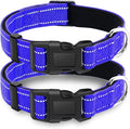 2 Pack Reflective Dog Collar with Safety Locking Buckle, Adjustable Soft Breathable Comfortable Nylon Pet Collar for Small, Medium and Large Dogs, Navyblue, M
