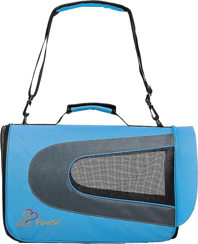 Pawer 18” x 11”x 11” Soft-Sided Foldable Airline Approved Pet Carrier for Cat, Puppy and Small Dog, Washable 600D Oxford Fabric, with Handle and Strap for Carry, Multiple Colors Available