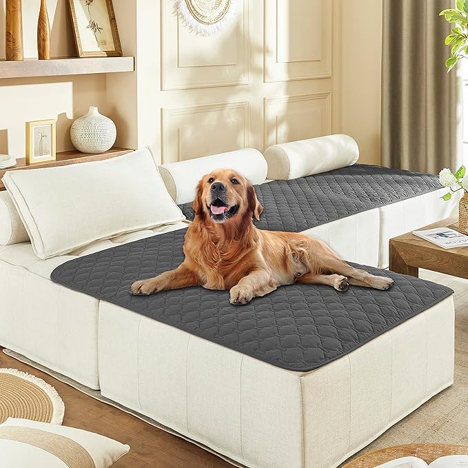 gogobunny 3X Stronger Waterproof Pet Blanket, Scratch Proof Furniture Protector for Dogs Cats, Reversible Cover 40x50 Inch, Dark Grey