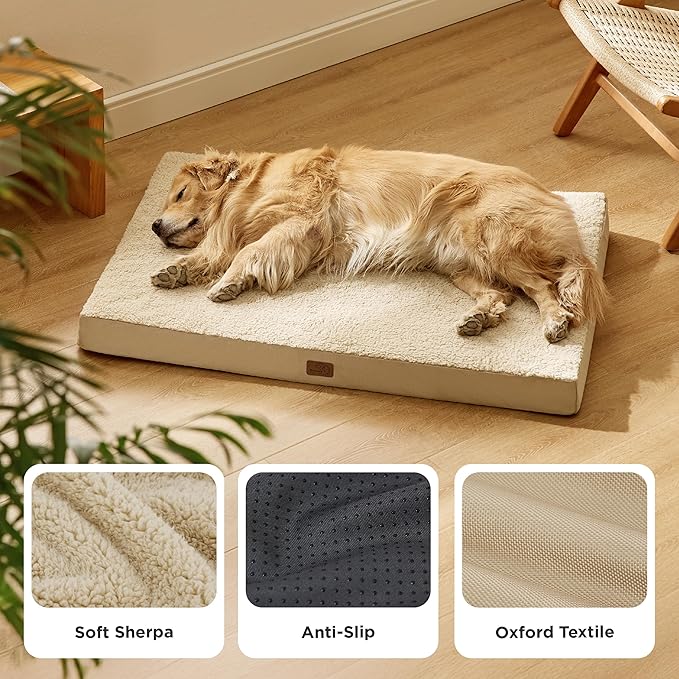 Bedsure XL Dog Beds Large Sized Dog - Extra-Large Comfy Flat Puppy Bed with Removable Washable Cover, Orthopedic Egg Crate Foam Pet Mat, Suitable for Pet Up to 100 lbs