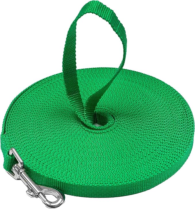 Long Dog Puppy Obedience Recall Training Agility Lead, Leash - GREEN, 15' Foot - by, Downtown Pet Supply
