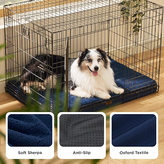 Bedsure XL Dog Bed for Crate - Large Comfy Flat Pet Beds with Removable Washable Cover, Orthopedic Egg Crate Foam Crate Mat, Suitable for Pet Up to 90 lbs