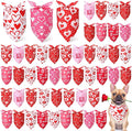 Weewooday 50 Pcs Valentines Dog Bandanas Bulk for Dogs Soft Bibs Adjustable Triangle Pet Bandana for Small Medium Large Costume(Heart Pattern, 25.6 x 17.7 x 17.7 Inch)