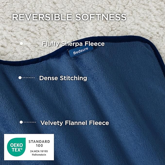Bedsure Waterproof Dog Blankets for Small Dogs - Small Cat Blanket Washable for Couch Protection, Sherpa Fleece Puppy Blanket, Soft Plush Reversible Throw Furniture Protector, 25"X35", Blue