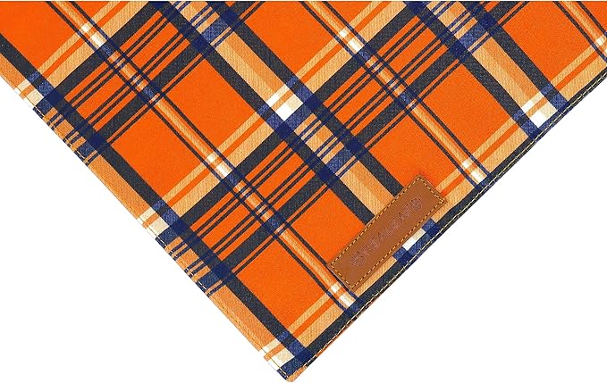 Realeaf Fall Dog Bandanas 2 Pack, Reversible Orange Plaid Holiday Pet Scarf for Boy and Girl, Premium Durable Fabric, Halloween Thanksgiving Bandana for Medium and Large Dogs (Large)