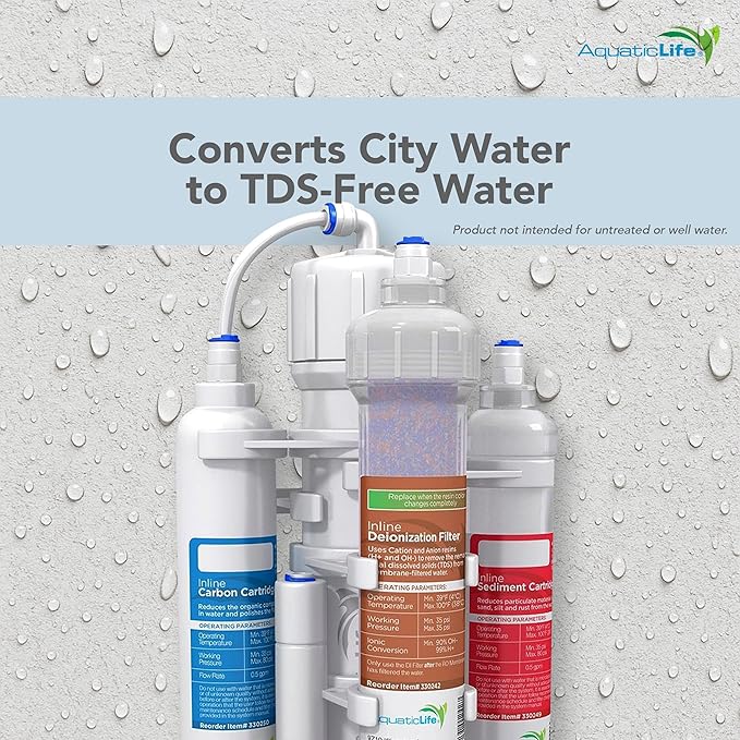 Aquatic Life RO Buddie 4-Stage Reverse Osmosis Deionization Water Filter System RO/DI Filtration Units for Aquarium, 50 GPD