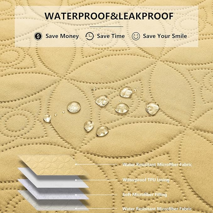 Waterproof Dog Blanket, 30x30 inches Small Pet Couch Covers for Sofa, Chair Bed Furniture Protector from Dogs Washable and Reversible-Sand+Cream