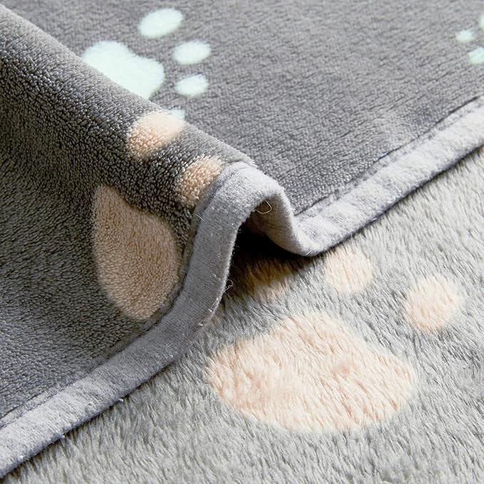 Allisandro 350 GSM-Super Soft and Premium Flannel Fleece Pet Dog Blanket, The Cute Print Design Washable Fluffy Blanket for Extra Large Puppy Cat Kitten Indoor or Outdoor, Grey, 80 x 64 Inches