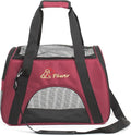Pawer Soft-Sided Pet Carrier for Cat and Small Dog,Burgundy Color,Medium Size,Washable Cloth Airline Approved Travel Tote,with 2 Mesh Opens and a Strap for Carry,Multiple Colors Available