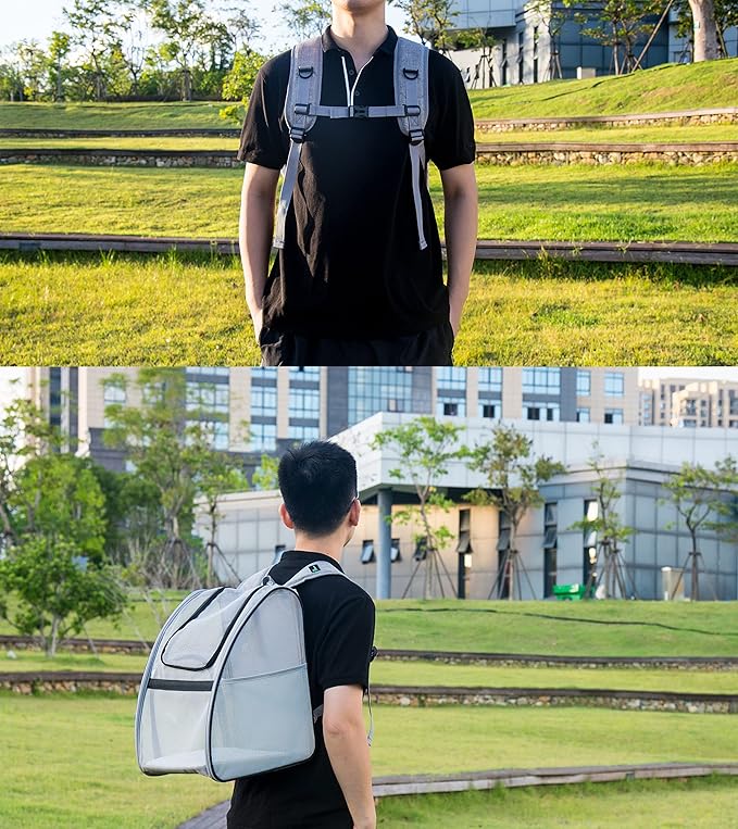 Pet Carrier Backpack, Ventilated and Breathable for Cats Dogs, Collapsible Designed for Travel, Hiking & Outdoor Use Black