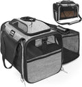 Top and Side Expandable Pet Carriers, 16x11x11 Airline Approved Soft-Sided Cat Carrier for Small Dogs and Cats, in-Cabin Travel Carrier with Anti-Scratch Mesh, Grey