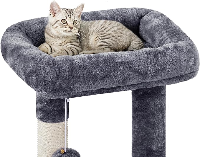 Topeakmart Cat Tree Cat Tower for Indoor Cats, 34.5in Cute Cat Tree Activity Center with Condo & Scratching Post, Multi-Level Cat Climbing Tower Play House w/Large Perch, Platform, Basket for Kitten
