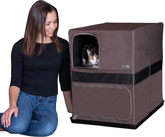 Pet Gear Pro Pawty for Cats with littertraX Mat, Put an end to Scattered Litter, Foldable, Easy Clean, Litterbox not Included, Chocolate