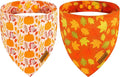 Fall Dog Bandanas - 2 Pack Thanksgiving Dog Bandana with Snap Button | Reversible Pumpkin Pet Scarf for Boy & Girl | Premium Durable Fabric | Holiday Bandana for Medium and Large Dogs (Large)