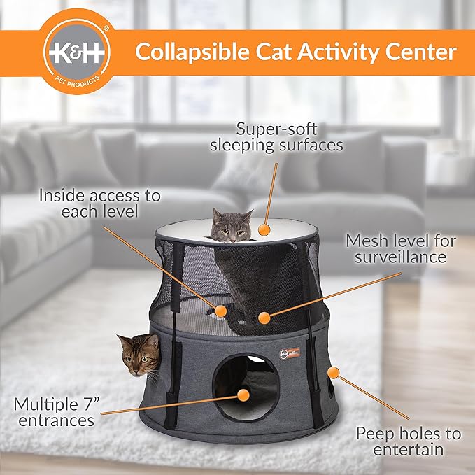 K&H Pet Products Kitty Tower Classy Gray 2 Story