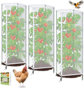 3 Pack 59"x18" Bird Netting Plant Cover for Garden Square Tomato Cages Protection,Insect Bird Barrier Garden Plant Netting Tomato Trellis Protective Cover with Zipper & Drawstring