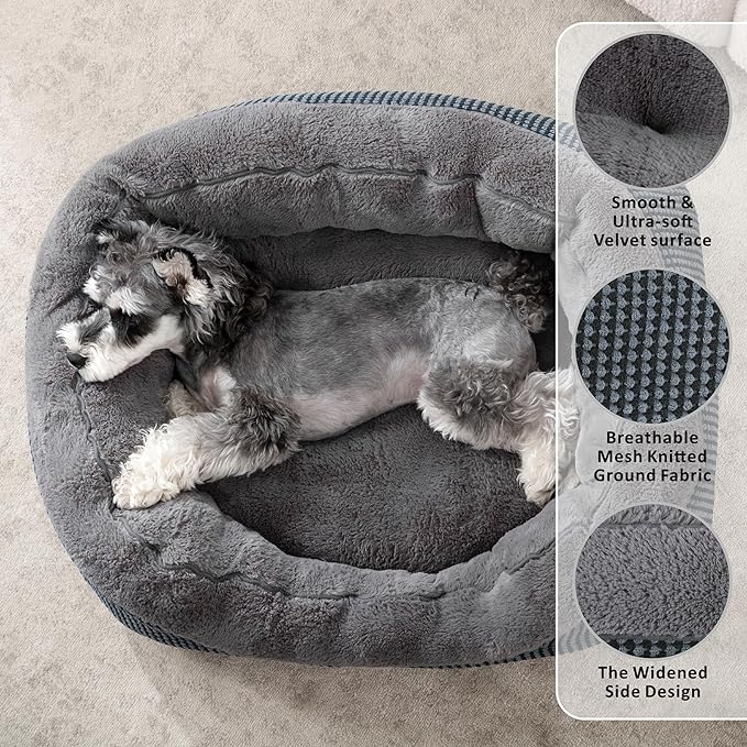 INVENHO Small Dog Bed for Small Dogs, Cat Beds for Indoor Cats Washable, Orthopedic Dog Bed, Warming Soft Calming Sleeping Puppy Bed Durable Pet Bed with Anti-Slip Bottom S(20"x19"x6") (Pack of 2)