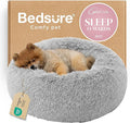 Bedsure Calming Dog Bed for Small Dogs - Donut Washable Small Pet Bed, 23 inches Anti-Slip Round Fluffy Plush Faux Fur Large Cat Bed, Fits up to 25 lbs Pets, Pale Grey