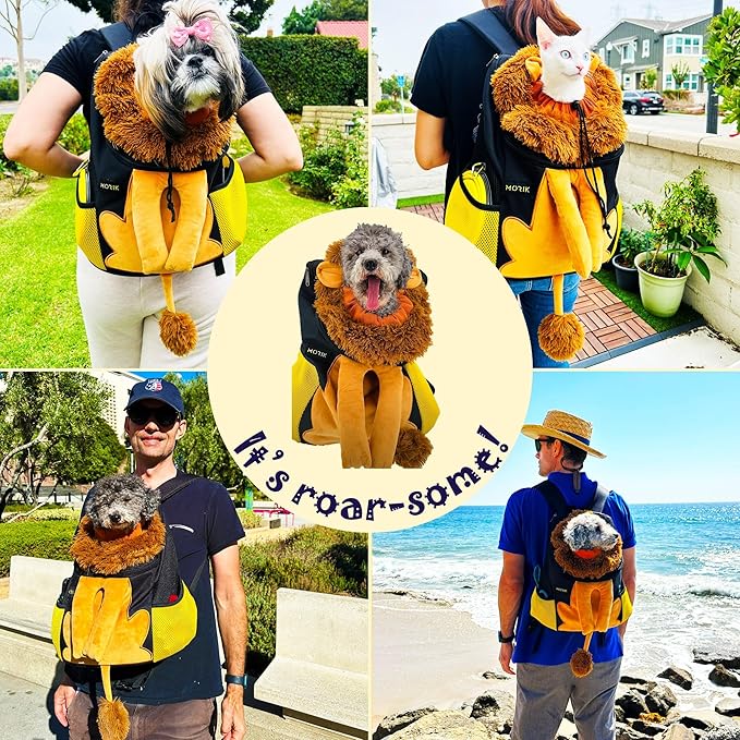 MORIK Lion's Den: Pet Backpack Carrier for Small Dogs and Cats Under 20 lbs. with Good Ventilation, Washable Mat, and Safety Strap, Ideal for Travel, Hiking, and Everyday Adventures (Large)