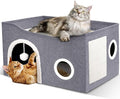 Heeyoo Cat House for Indoor Cats - Large Cat Bed Cave with Fluffy Ball and Scratch Pad, Foldable Cats Houses & Condos, Cat Hideaway, Covered Kitty Bed for Multi Small Large Kitty, 23.8x15.9x13.2 Inch