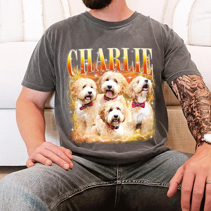 Mit & Mia Custom Your Own Bootleg Rap Shirts for Boyfriend Girlfriend Face Shirt with Photo Gift for Him Her Pet Lovers