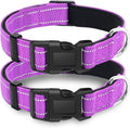 2 Pack Reflective Dog Collar with Safety Locking Buckle, Adjustable Soft Breathable Comfortable Nylon Pet Collar for Small, Medium and Large Dogs, Rosered, S