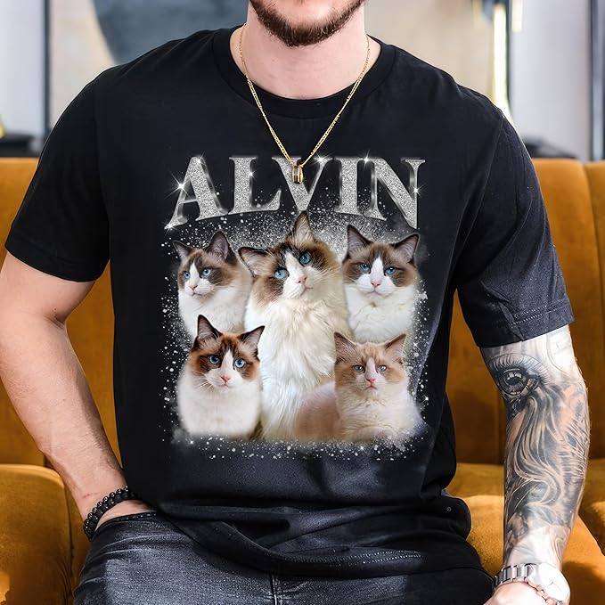 Mit & Mia Custom Your Own Bootleg Rap Shirts for Boyfriend Girlfriend Face Shirt with Photo Gift for Him Her Pet Lovers