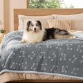 Bedsure Waterproof Blanket for Bed - Soft Print Sherpa Fleece Pet Cat Dog Blankets for Large Dogs Couch Protection, Soft Plush Reversible Furniture Protector, Twin Size, 60"x80", Smokey Grey