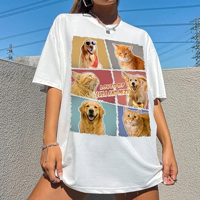 H-DEWALL Custom Shirts Custom Bootleg Rap Shirt for Him Custom Face Shirt with Photo Pet Custom Tees Gift for Dog Cat Lover
