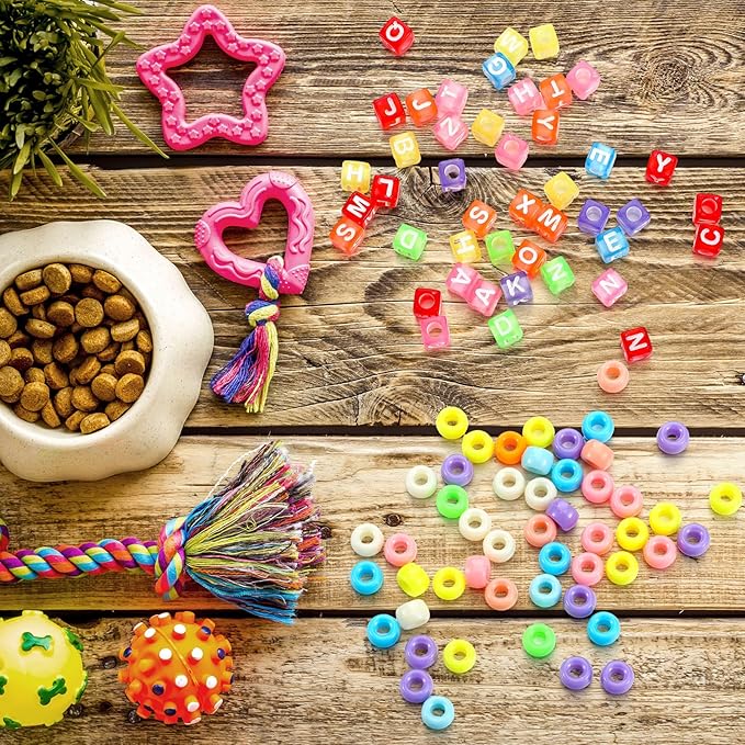 1050 Pcs Adopt a Puppy Pet Party Favors Puppy Adoption Party Supplies Make Your Own Dog Collar Necklace Kit with Beads for Pet Birthday DIY Craft(Without Dog) (Pastel Color)