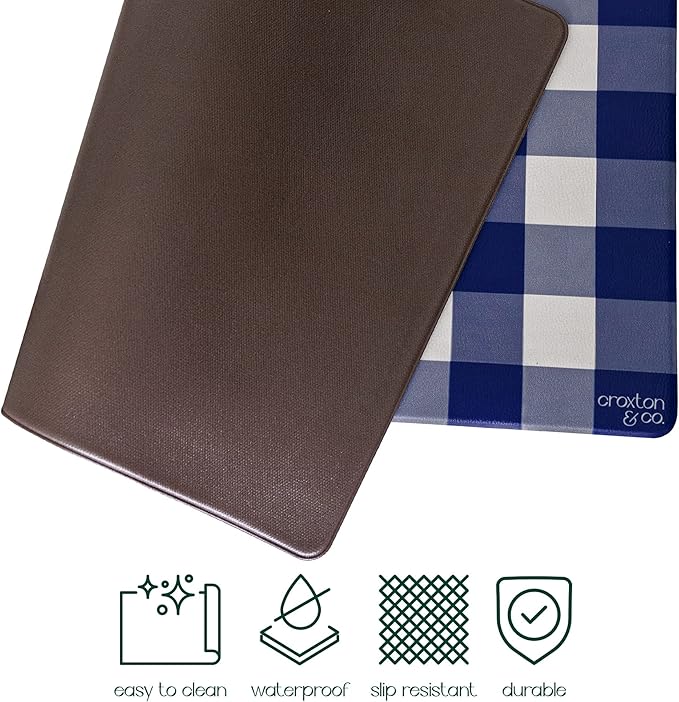 CROXTON & CO. Non-Slip Faux Leather Pet Feeding Mat for Dog Bowls | Large Bowl Mat for Food and Water | Durable, Easy-to-Clean Pet Food Mat for Floors | Size: 16.5"x28"