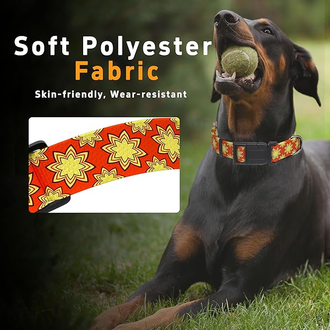 Dog Collar, Classical Indian Spirit Boys Girls Puppy Collar for Small Medium Large Dogs, Adjustable Soft Indian Pet Collar with Safety Buckle for Male Females(Yellow,XS)
