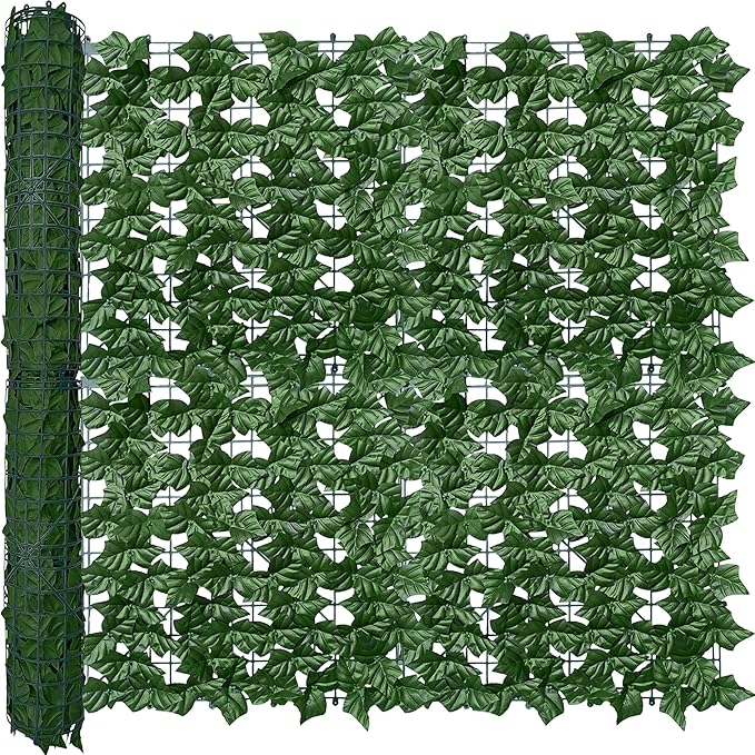 Artificial Ivy Privacy Fence Wall Screen: 40X100 in UV-Anti Faux Greenery Backdrop Ivy Vine Leaf Hedges Fence Panels for Patio, Balcony, Garden, Backyard Indoor Outdoor Green Decor