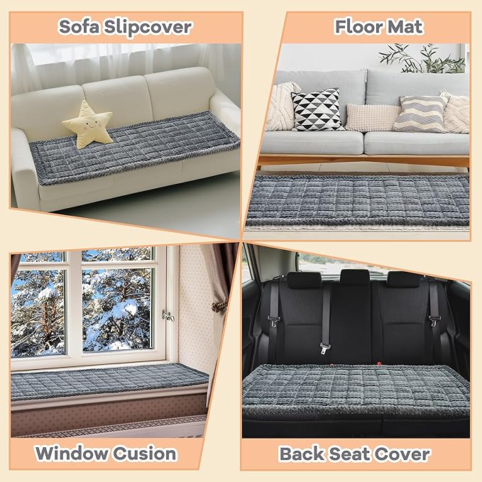 Washable Dog Couch Cover Protector, Non Slip Dog Bed Mat Machine Washable Large Blanket for Dogs, Pet Couches Covers for Sofa (Grey, 24.8 * 53.9 '')
