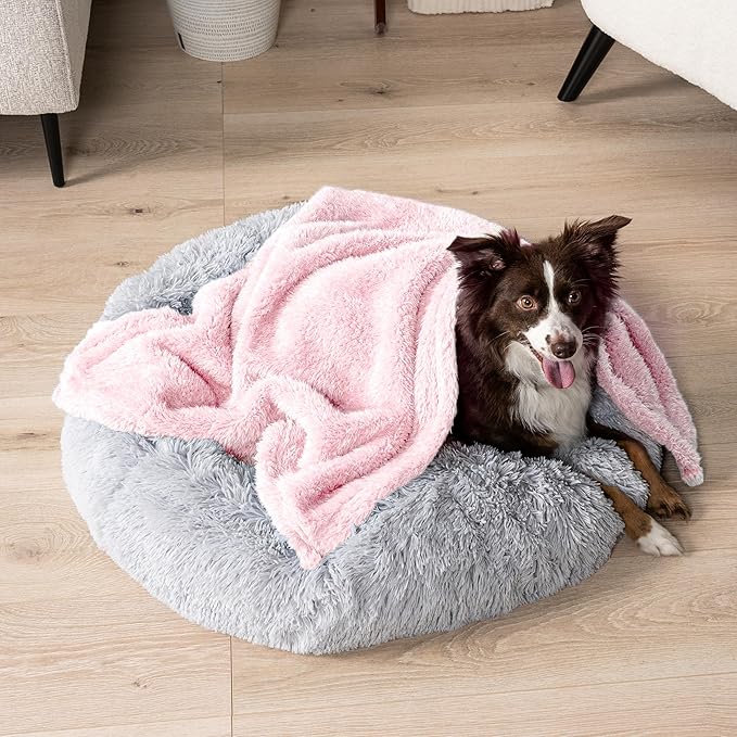 PetAmi Dog Blanket for Small Dogs Pink, Fluffy Soft Puppy Blanket, Sherpa Fleece Cat Blanket for Kitten Doggie, Calming Pet Blanket Throw for Couch Sofa Bed Washable, Small 24x32