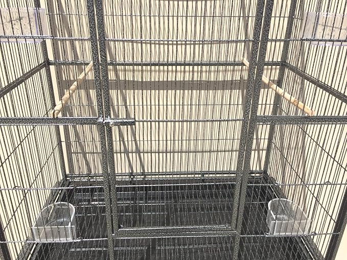 54" Large Wrought Iron Breeding Flight Canary Parakeet Cockatiel Lovebird Finch Cage Side Nesting Box Doors with Removable Rolling Stand