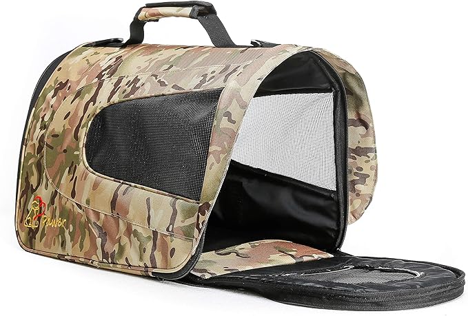 Pawer 18” x 11”x 11” Soft-Sided Foldable Airline Approved Pet Carrier for Cat, Puppy and Small Dog, Washable 600D Oxford Fabric, with Handle and Strap for Carry, Multiple Colors Available