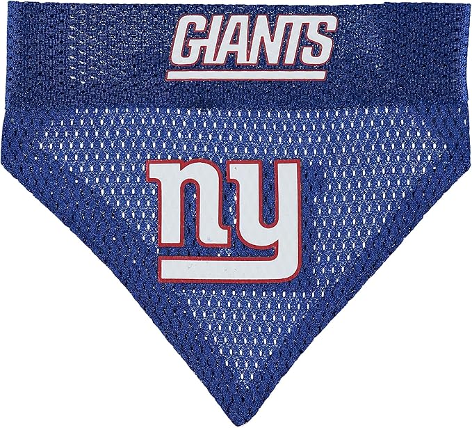 NFL DOG BANDANA - NEW YORK GIANTS REVERSIBLE PET BANDANA. 2 Sided Sports Bandana with a PREMIUM Embroidery TEAM LOGO, Large/X-Large. - 2 Sizes & 32 NFL Teams available