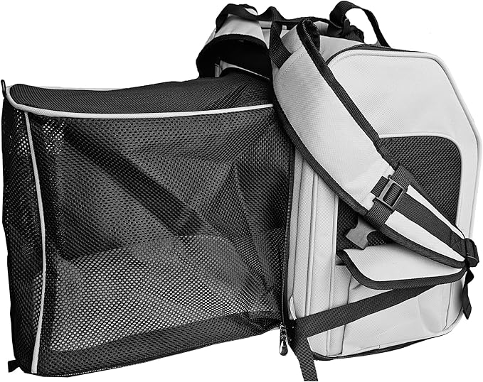 Expandable Pet Backpack Carrier – Dog & Cat, Bonus 2 Collapsible Pet Bowls, Travel Bag with 4-Way Entry, Mesh Windows, Storage Pockets, Secure Zippers, Washable Cushion