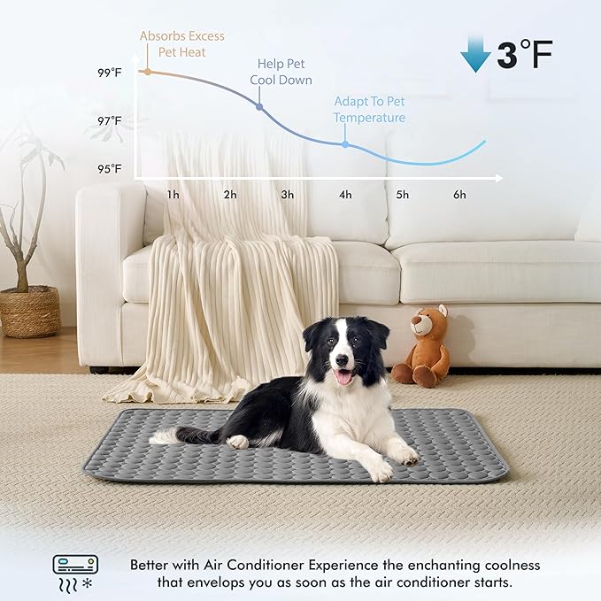 MICROCOSMOS Summer Cooling Mat & Sleeping Pad- Water Absorption Top, Materials Safe, Easy Carry, EZ Clean. Keep Cooling for Pets, Kids and Adults.(Drak Grey, 48" x48")