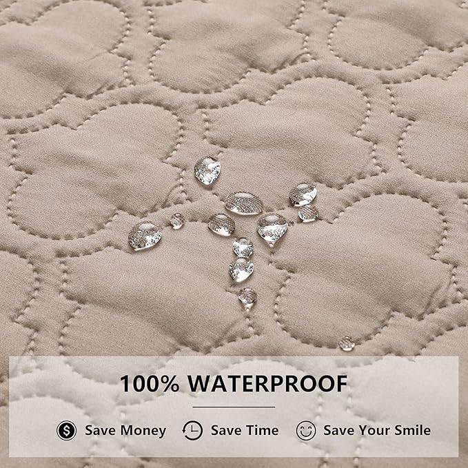Waterproof Couch Cover for Dogs Washable, Reversible Dog Bed Blanket Pet Sofa Furniture Protector(68x82 Inch, Cream+Khaki)